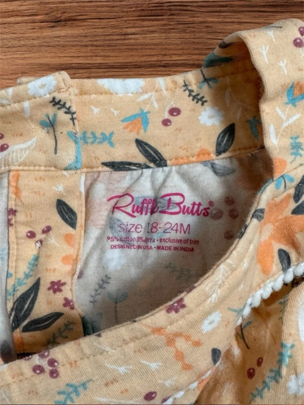 Ruffle Butts Floral and Bunny Romper with Blue Accents Size 18/24 Months - Picture 2 of 8